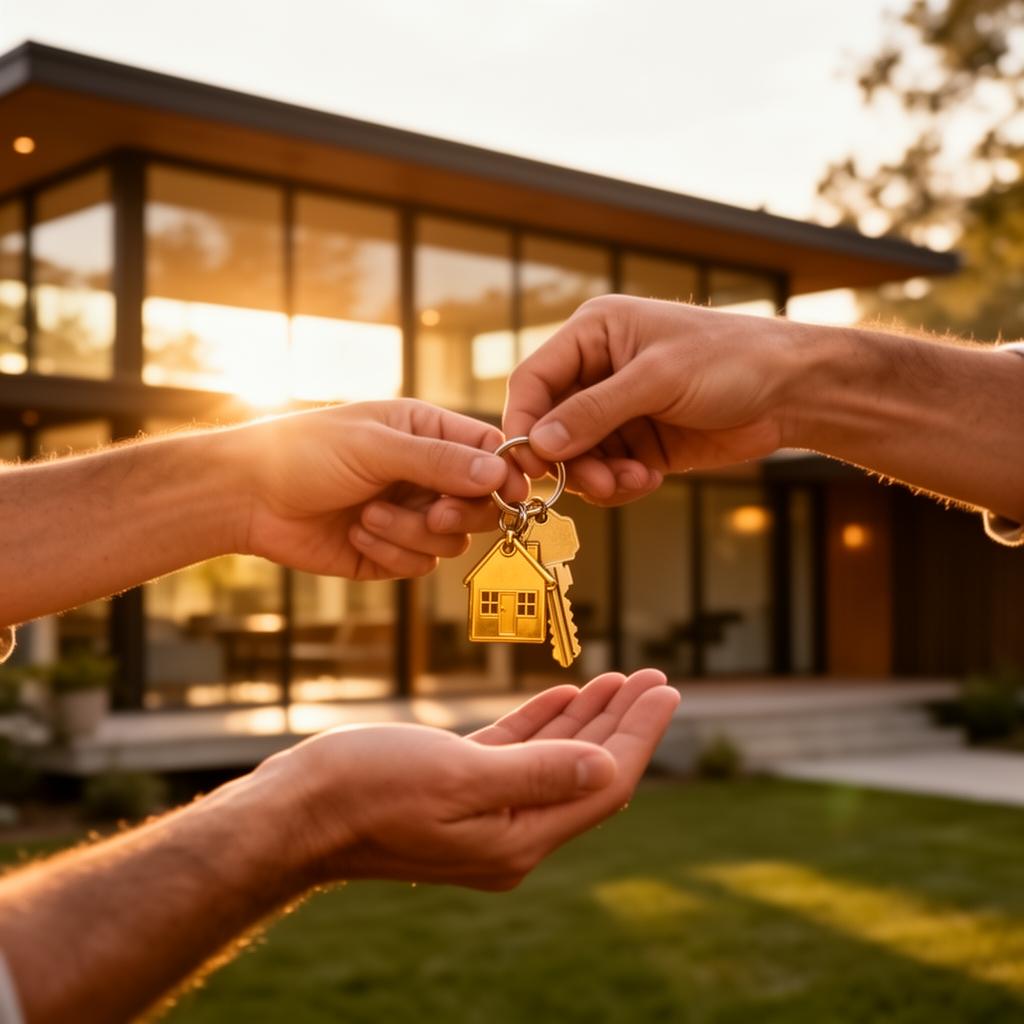 Buyers receiving keys to a new home